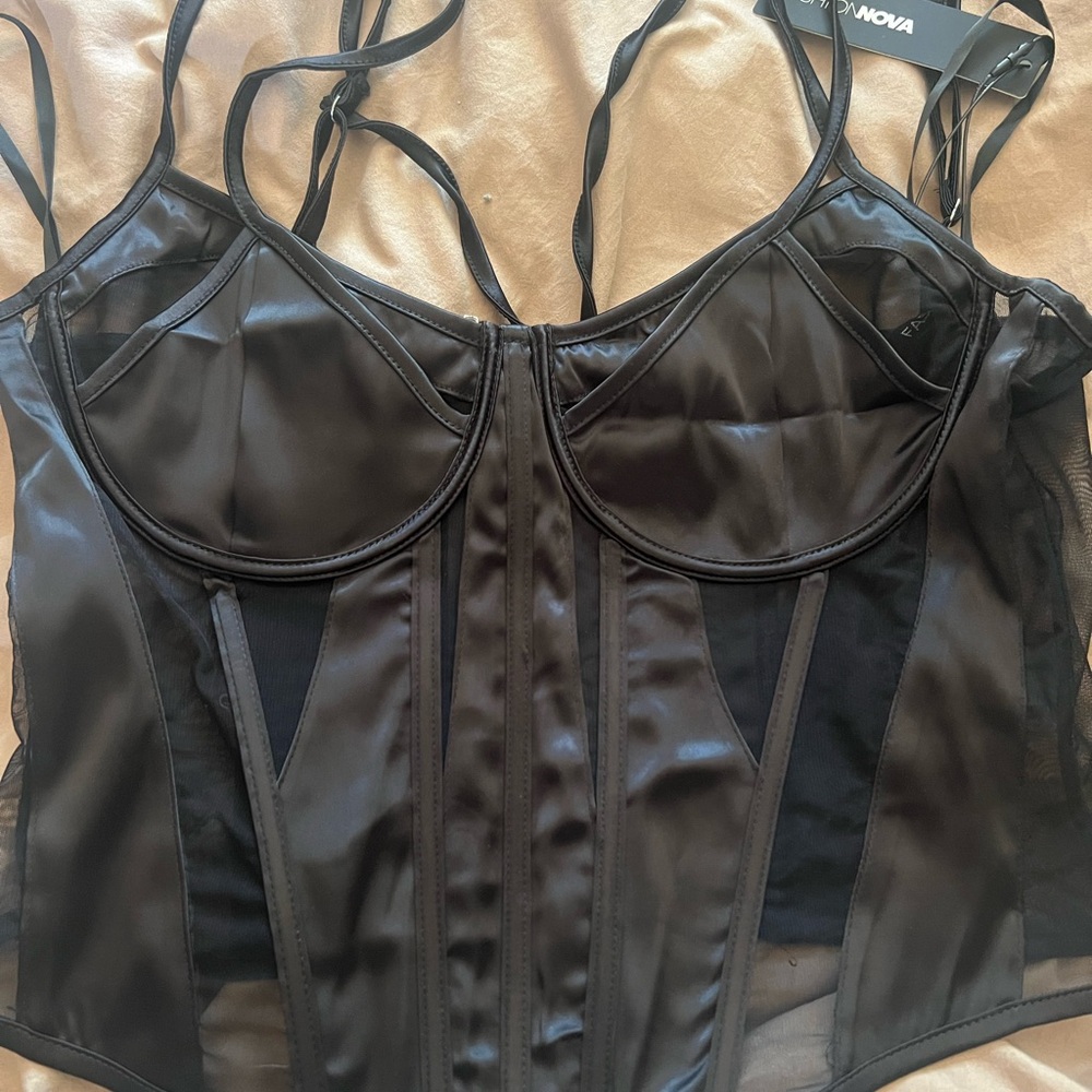 Black Sheer Corset Top